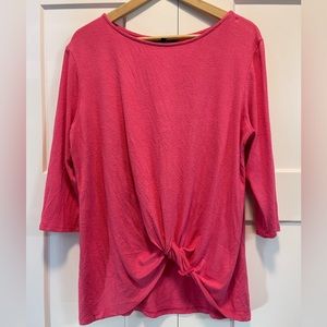 Gibson Cozy Twist Front Pullover in lipstick pink, X-Large